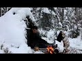 3 Nights WINTER Bushcrafter in a SNOW shelter. Build Warm Reflection & Long life Fire.