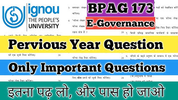 BPAG 173 Important Questions 2025 BPAG 173 Important Questions December 2025 BPAG 173 E Governance 