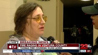 An evacuee shares her story in the Thomas Fire.