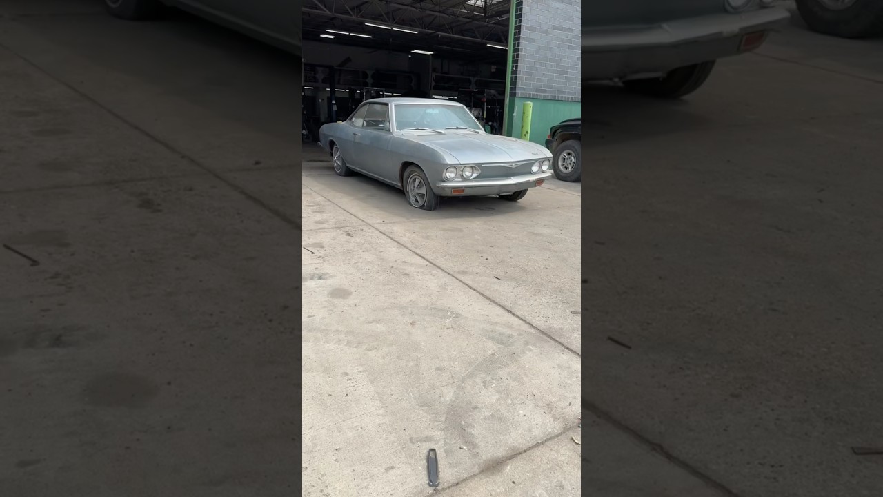 Don’t worry, we’re not crushing it. Barn Find 1965 Chevy Corvair Corsa Turbo at Auto Parts City