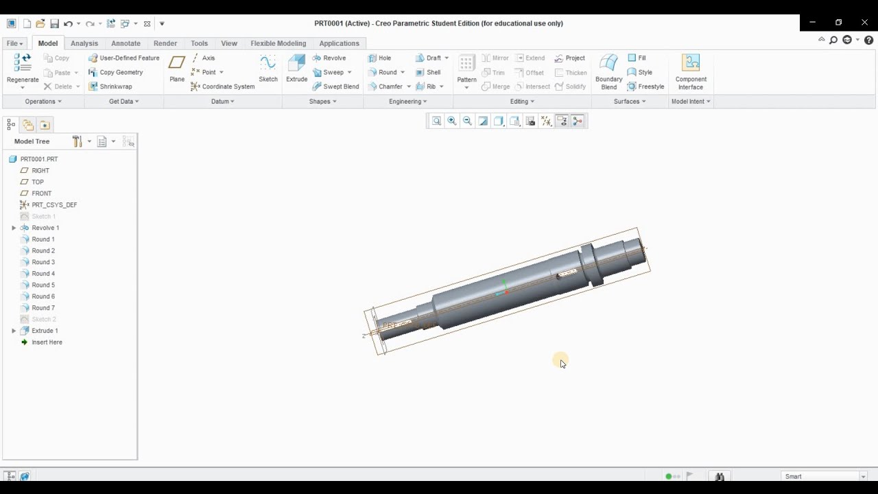 Creo Parametric | Basic Modeling Revolve 360