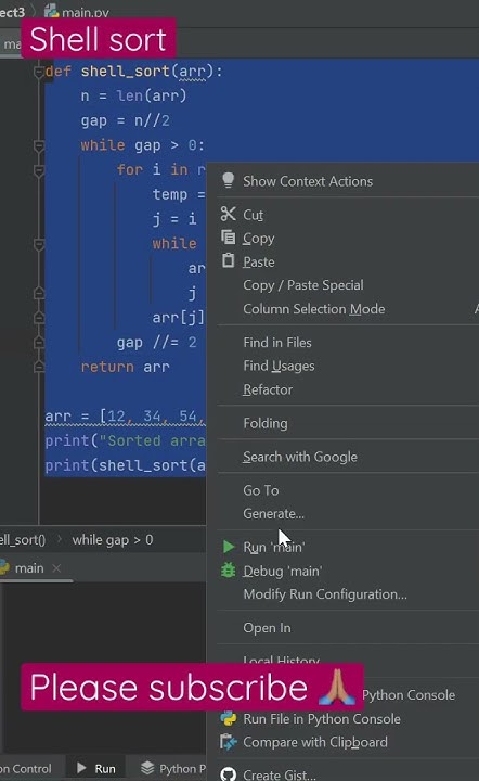 Shell sort implementation in Python - YouTube