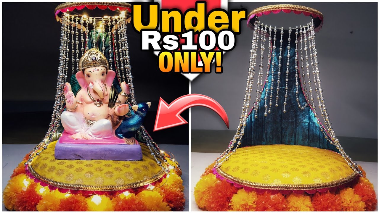 DIY Easy Ganpati Decoration Under Rs100 #GanpatiDecoration - YouTube