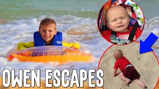 owen escapes at the beach mommy monday
