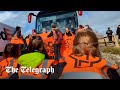 Driver ploughs through just stop oil protesters blocking migrant coach heading to bibby stockholm