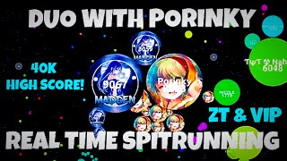 ZT Agar.io // Duo With VIP Porinky // Real Time Asian Splitrunning w/ 40K+ Mass!