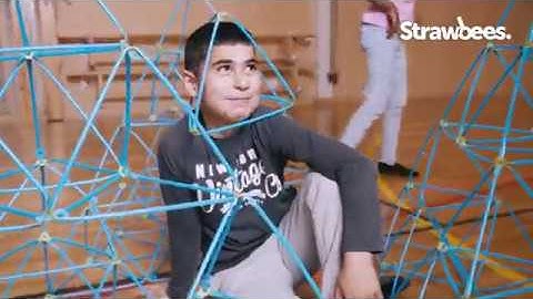 Students Build Largest Sierpinski Pyramid with Strawbees