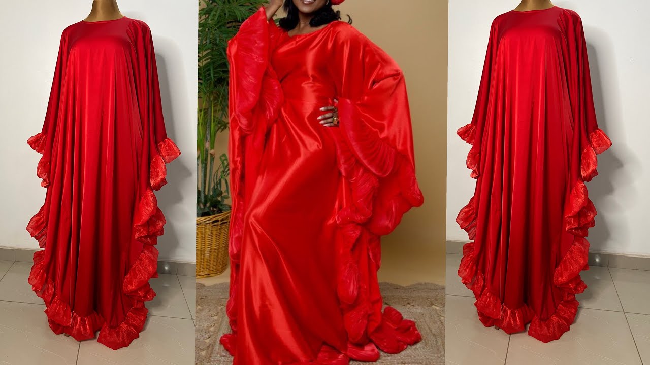 How to Cut And Sew a Luxury  Exaggerated Bubu with Side Ruffles