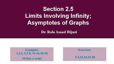 Section 2.5 Limits Involving Infinity; Asymptotes of Graphs part (1)