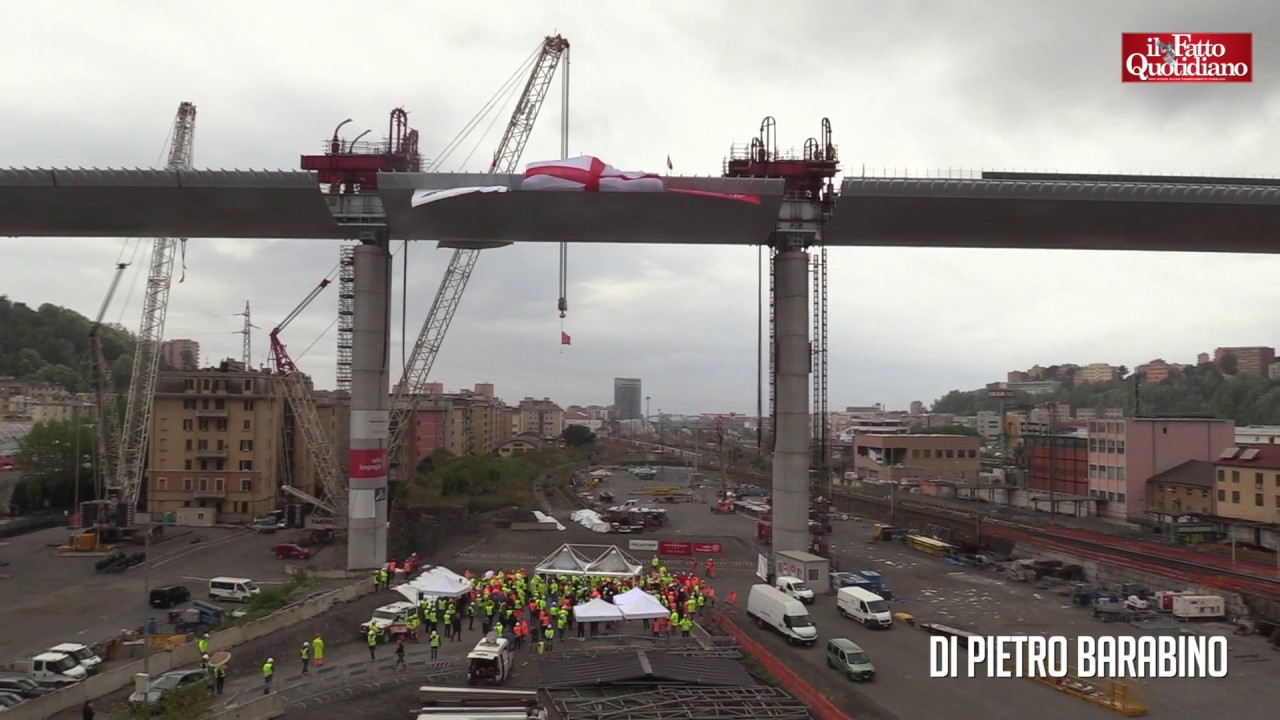 Cerimonia per nuovo viadotto Genova, Conte: “Modello per Italia”. Toti: “Può esserci politica sola”