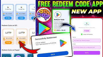 Free Redeem Code | Free Redeem Code App | Free Google Play Redeem Code | New App