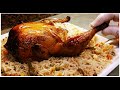 شوي الدجاج بطريقه صحيه (اللحم ضل يوكع لوحده)..مع رز بالخضار ..الطعم الخيالي .