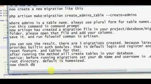 How to Create migrations in laravel ( Laravel 5.4 )