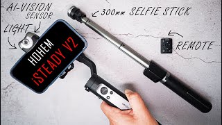 A MUST SEE! FIRST AI-Tracking 3-Axis SMARTPHONE GIMBAL with LED LIGHT and REMOTE! Hohem iSteady V2 screenshot 1