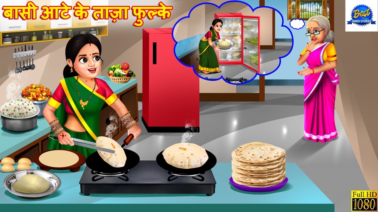 बासी आटे के ताज़ा फुल्के | Baasi Aate Ke Phulke | Saas Bahu | Hindi Kahani | Moral Stories | Cartoon