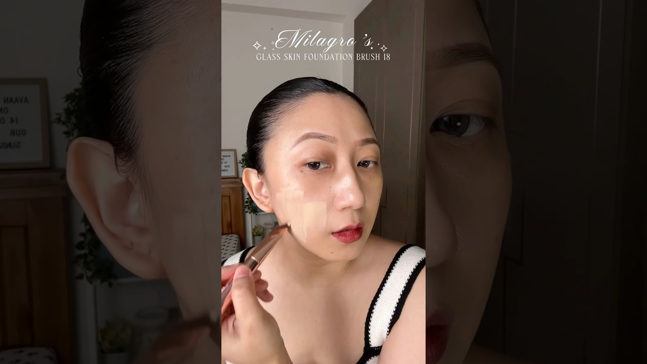Flawless base, no streaks ✨ Tried the Milagro Glass Skin Foundation Brush 18 and I’m so impressed