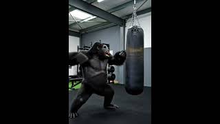 Man vs gorila punching bag competition #youtubeshorts #shortvideo #viral #explore #nature #jungle