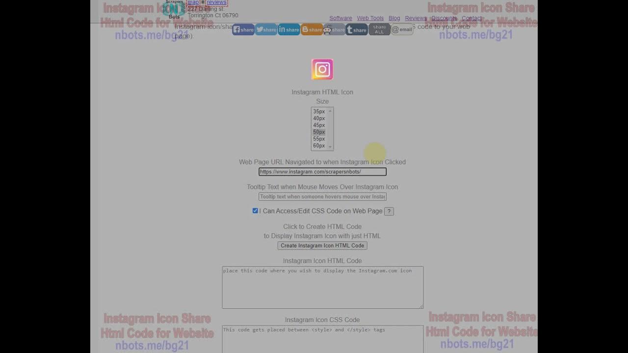 How to Add Instagram Icon Share for Website HTML Code NO Image - YouTube