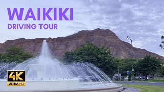 [4K] Driving through Waikiki area of Honolulu, with relaxing music | Oahu, Hawaii