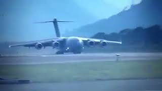 IAF Boeing C 17 landing at Tuting advanced landing ground near the Tibet border in Arunachal Pradesh