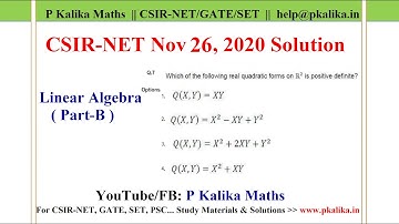 CSIR NET 26 Nov 2020 Solution - Checking positive definite of a quadratic form || Linear Algebra