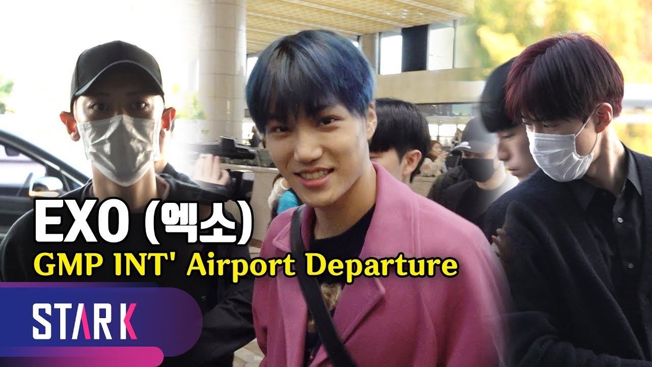 EXO, 20191017_GMP INT' Airport Departure (파란 머리에 핑크 코트 소화하는 김카이의 환한 미소)