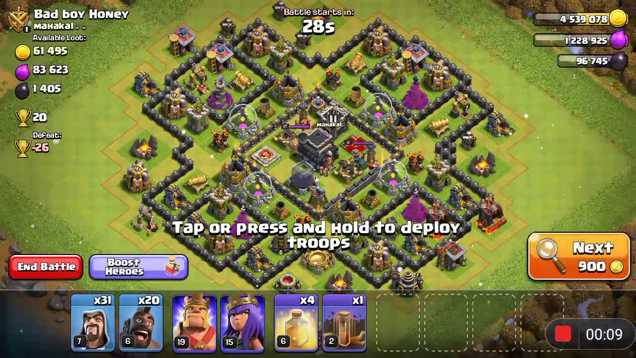 Hog Rider Level 6 And wizard 7 Attack