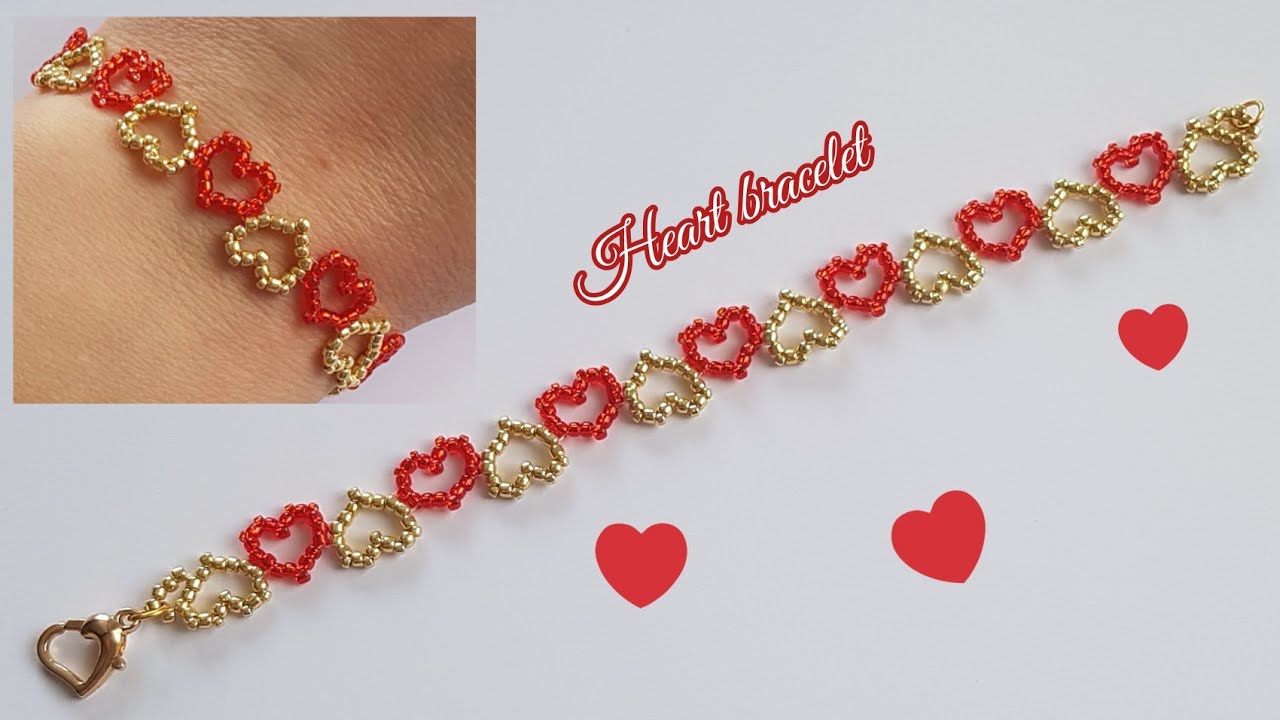 💖Heart bracelet/Lovely hearts bracelet/How to make beaded bracelet/Handmade  jewelry/Diy Beading 