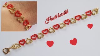Heart bracelet/Lovely hearts bracelet/How to make beaded bracelet/Handmade jewelry/Diy Beading