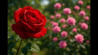 Red Rose in Bloom | Peaceful Garden Ambience with Pink Roses & Soft Nature Sounds screenshot 5