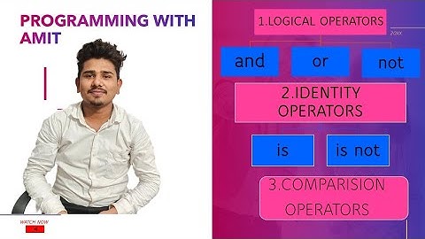 logical operators in python|identity operators in python|comparision operators in python -In Hindi