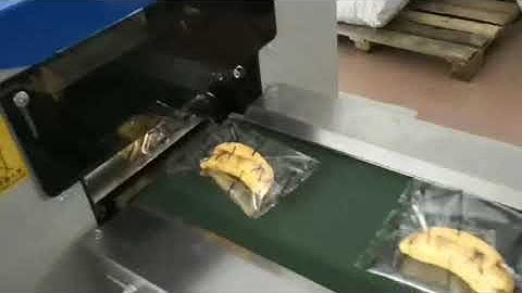 Banana horizontal flow pack machine trial testing operation video from Wilpac