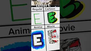 Letter E in REGULAR 🙇🏻CARTOON 📺 VS ANIME 🔥 VS MOVIE 🍿 🎥 #drawing #handwriting #shorts