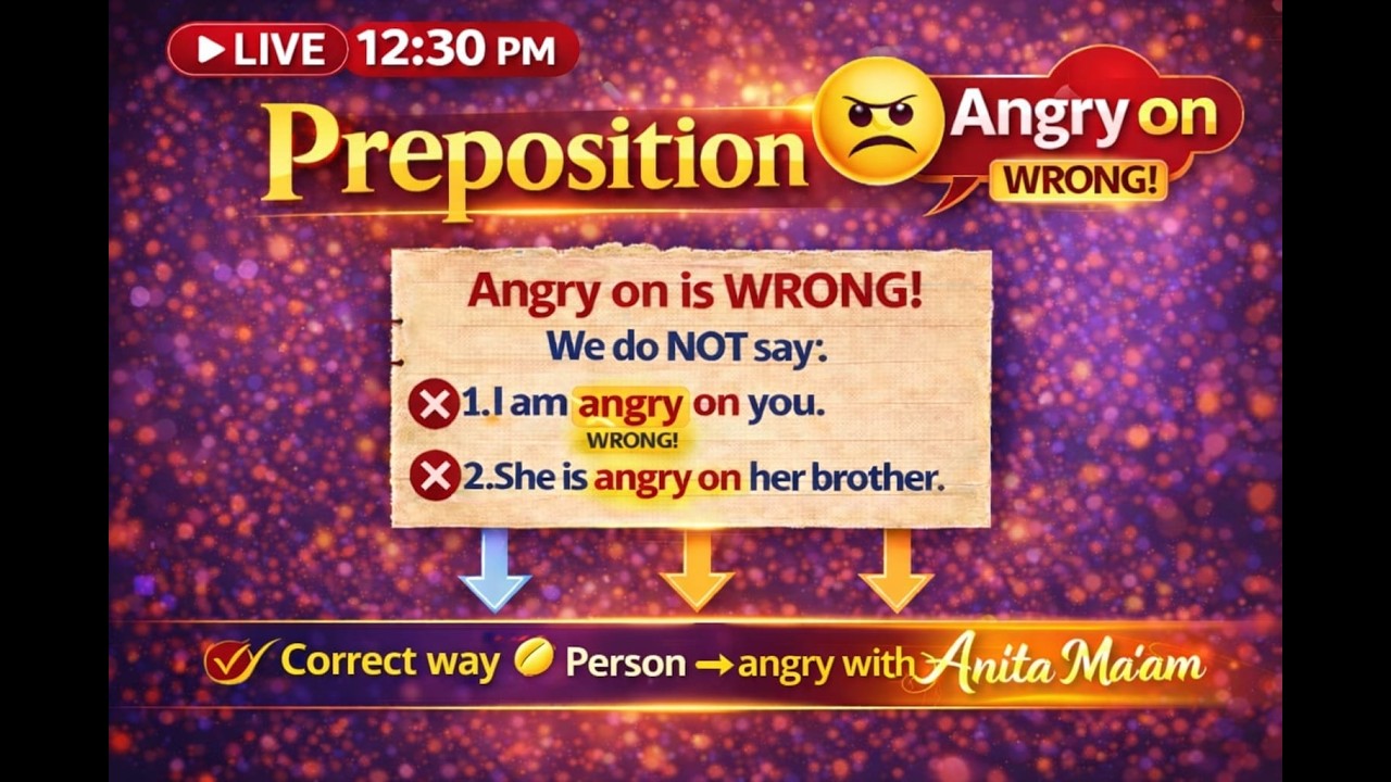 PREPOSITION -ENGLISH GURUKUL ( 100 RULES OF GRAMMAR ) #ANITAJOHN