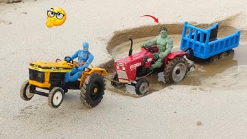 Diy Tractor Stuck In Mud Mini Science project | Tractor Trolley video | Jcb tractor Video