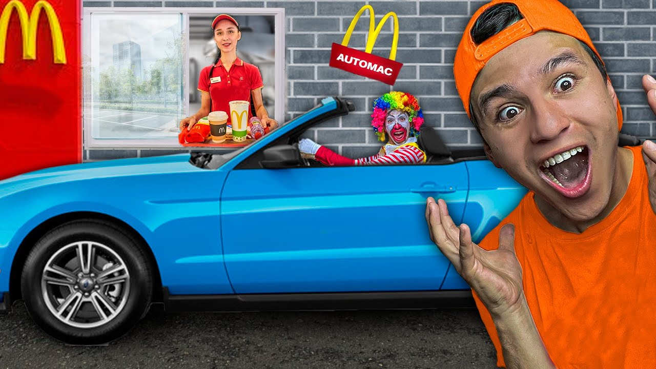 ¡VISITAMOS el RESTAURANTE del PAYASO DE MC DONALD'S en un AUTO DEPORTIVO!