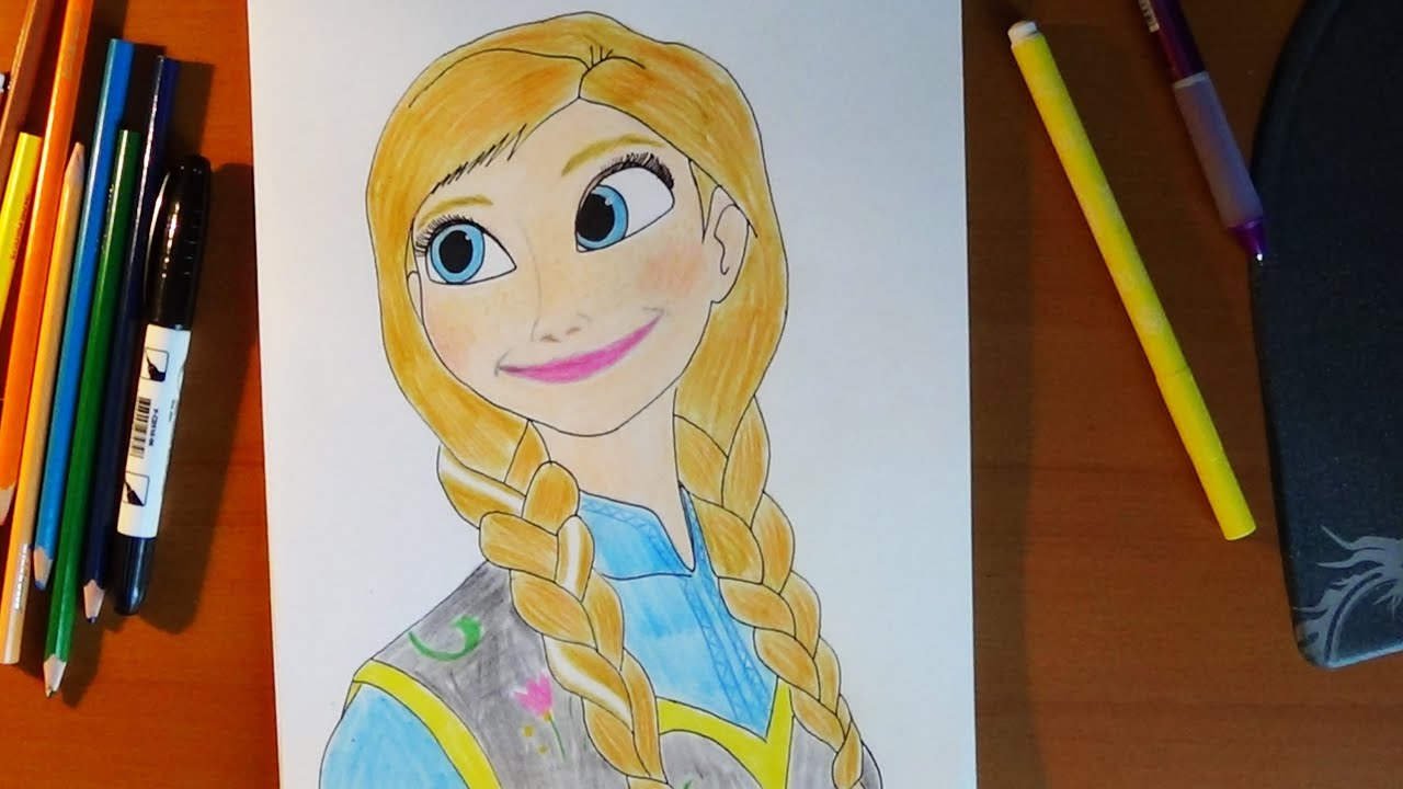How to Draw Anna From Frozen, Como dibujar a Anna, Как нарисовать Анну