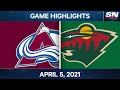 NHL Game Highlights | Avalanche vs. Wild – Apr. 5, 2021