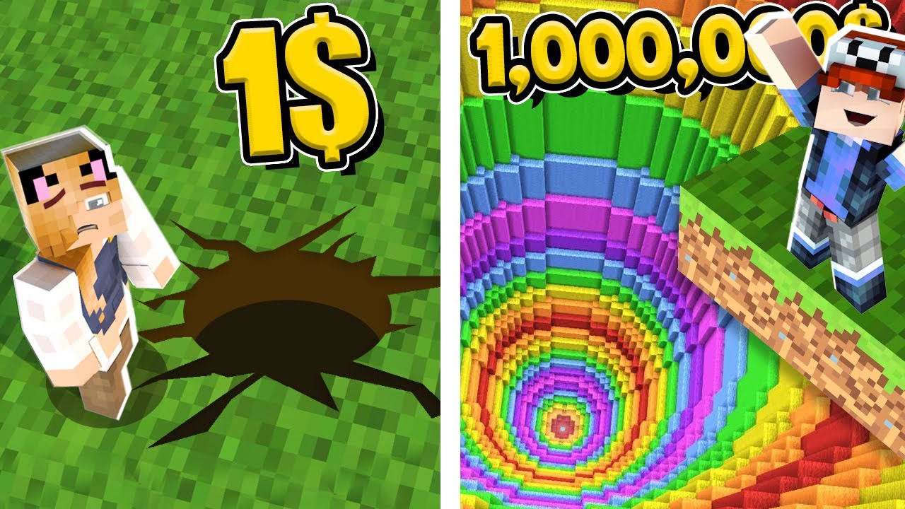 Minecraft - DZIURA ZA 1$ VS DZIURA ZA 1,000,000$ (Dropper Simulator) | Vito vs Bella