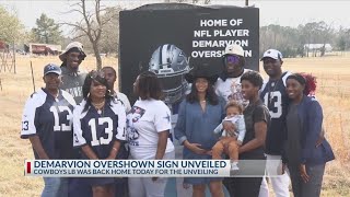Arp recognizes Cowboys linebacker DeMarvion Overshown with new sign