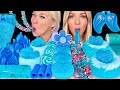 Asmr mukbang blue food candy jub jubs edible cups basil seeds raspberry jelly edible flower 