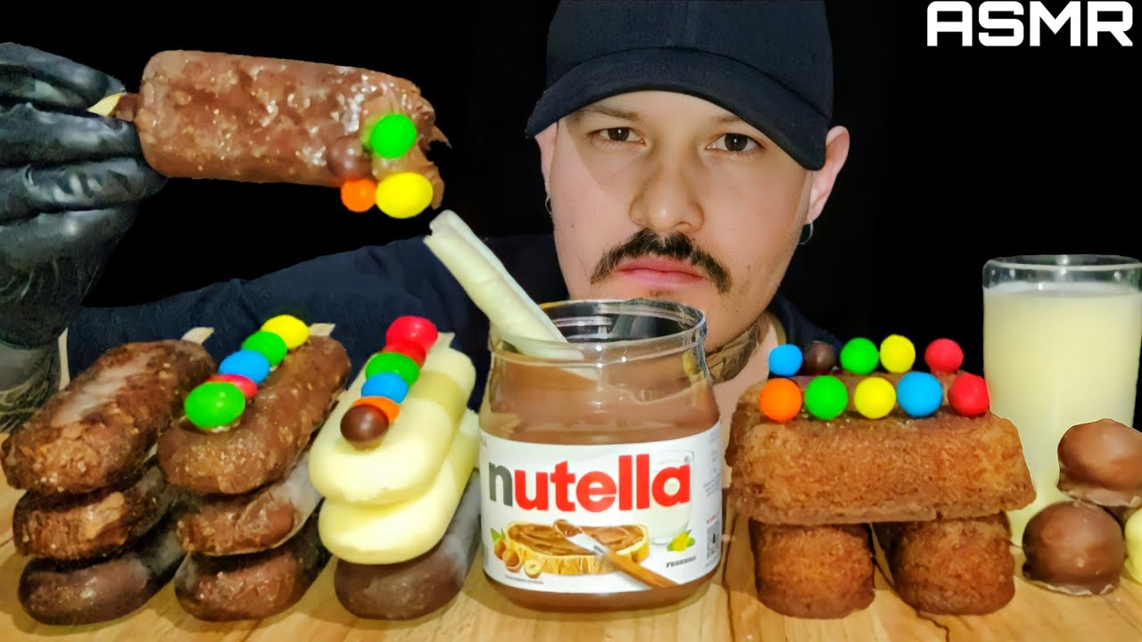 #147 ASMR CHOCOLATE, SORVETE CROCANTE, NUTELLA, M&M, SONHO DE VALSA, BOLINHO DE CHOCOLATE.