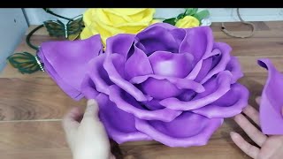 صنع وردة جورية من الفوم على البلور 🌺Make a rose from foam paper