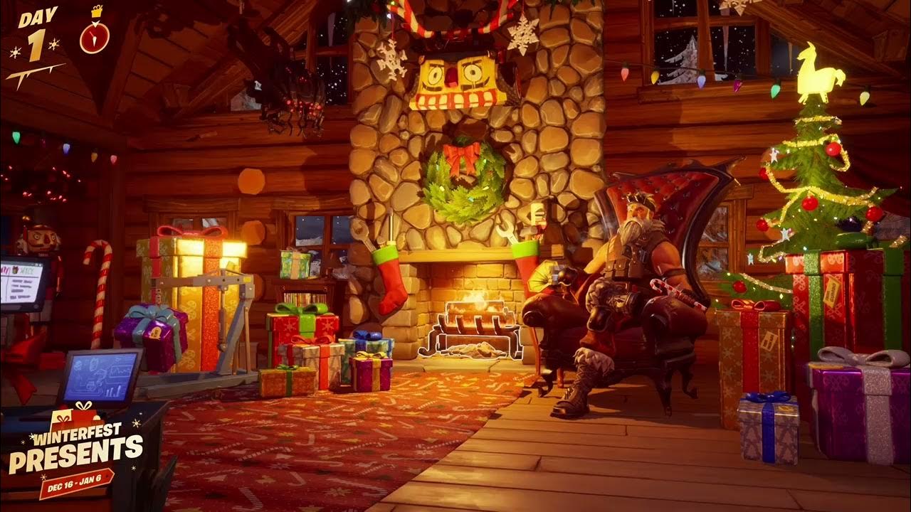 How to Warm yourself at the yule log in Cozy Lodge Fortnite Ch3