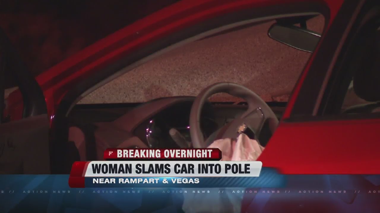 Woman crashes into light pole, arrested for DUI - YouTube