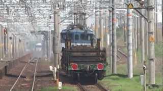 JR貨物 EF66-109 貨物列車 (8865レ EF64-60無動回送 レール運搬車) 稲沢駅