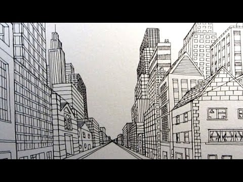 How To Draw A City Street In One Point Perspective Narrated Youtube