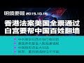 香港法案美国全票过关，中国拿什么反制；白宫要帮中国百姓翻墙；中共高官在西方银行收取巨额顾问费用；中国隐形资金大出逃；谁是举报人？川普怀疑博尔顿；美国养老基金入股海康威视（20191016）