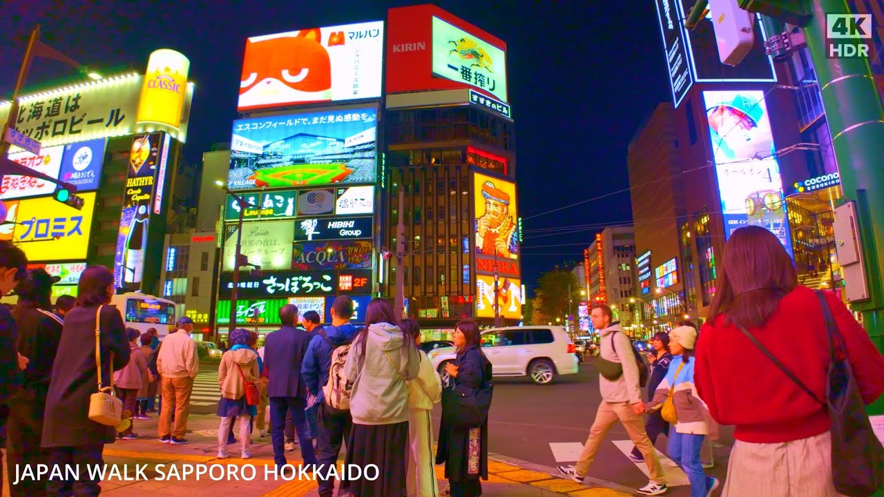 4k Japan walk Sapporo Hokkaido from Sapporo station to Susukino北海道札幌駅からすすきのへ歩く