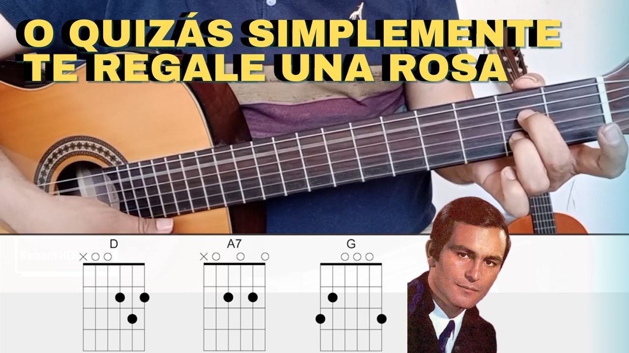 Como tocar O Quizá Simplemente Te Regale Una Rosa en Guitarra Leonardo Favio 